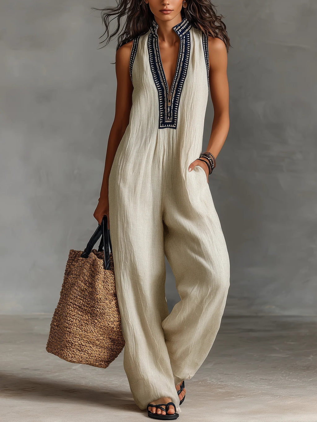 Delphinia | Stand-Collar Jumpsuit