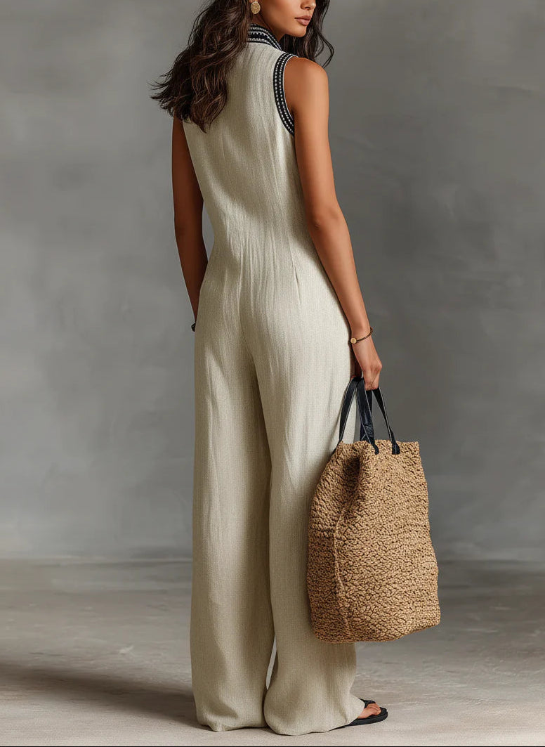 Delphinia | Stand-Collar Jumpsuit