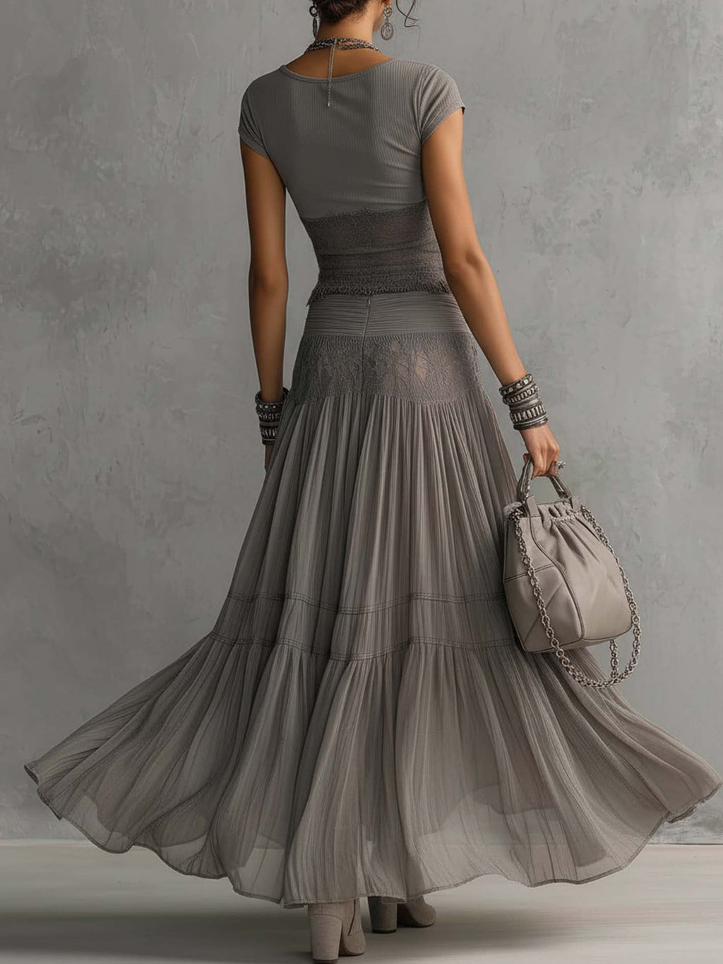 Lucinda | Lace Top and Pleated Skirt Set