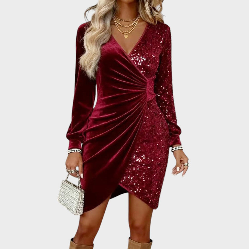 Cecilia | Draped Sparkle Party Dress