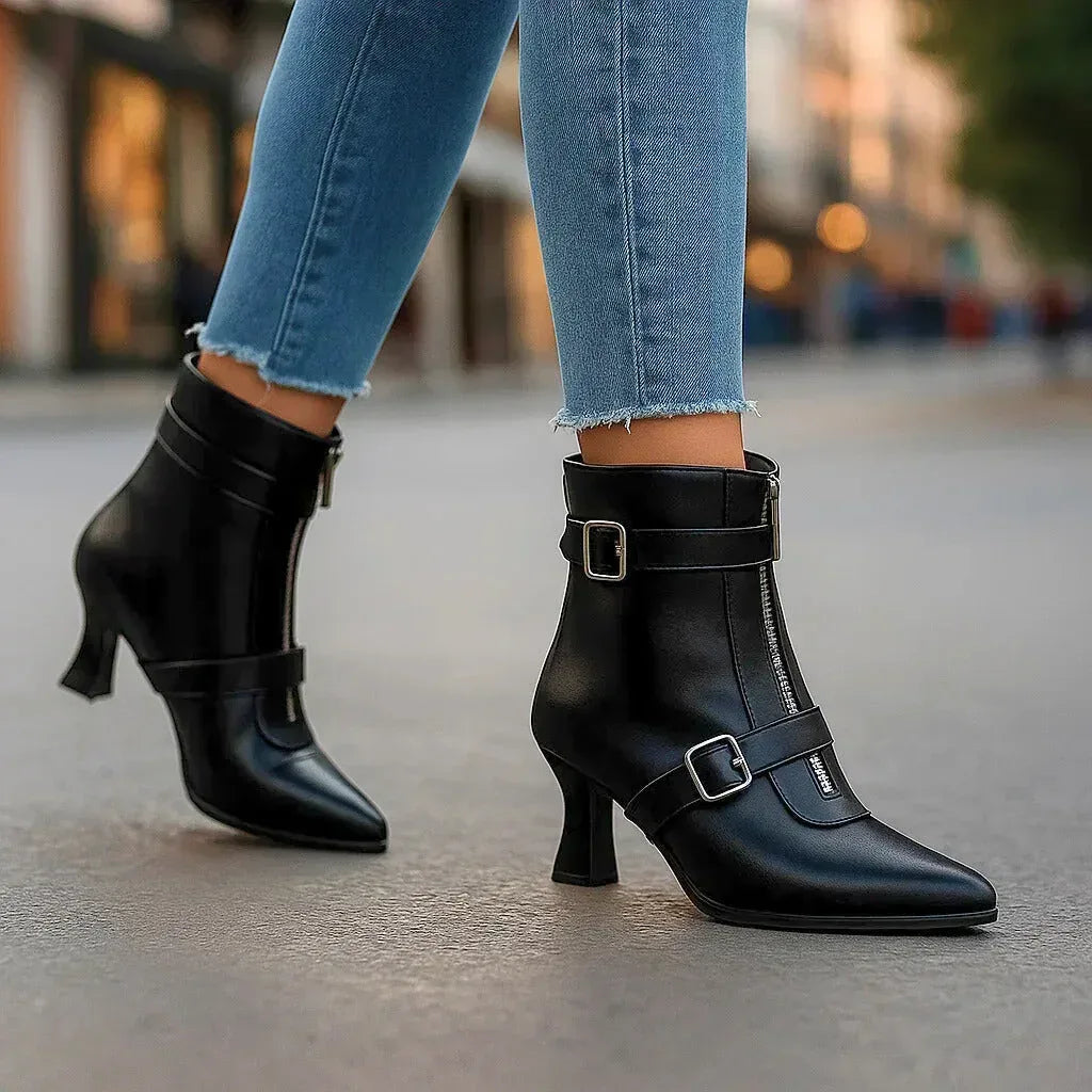 Diane | Double-Buckle Heeled Boots