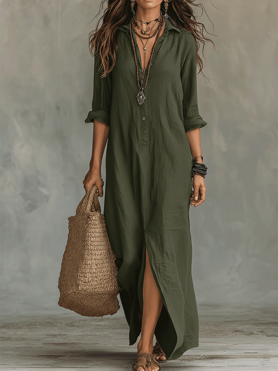 Genevieve | Button-Front Maxi Dress