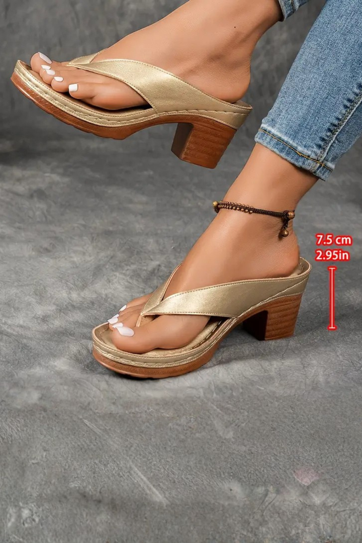 Felicity Metallic Block Heel Sandals