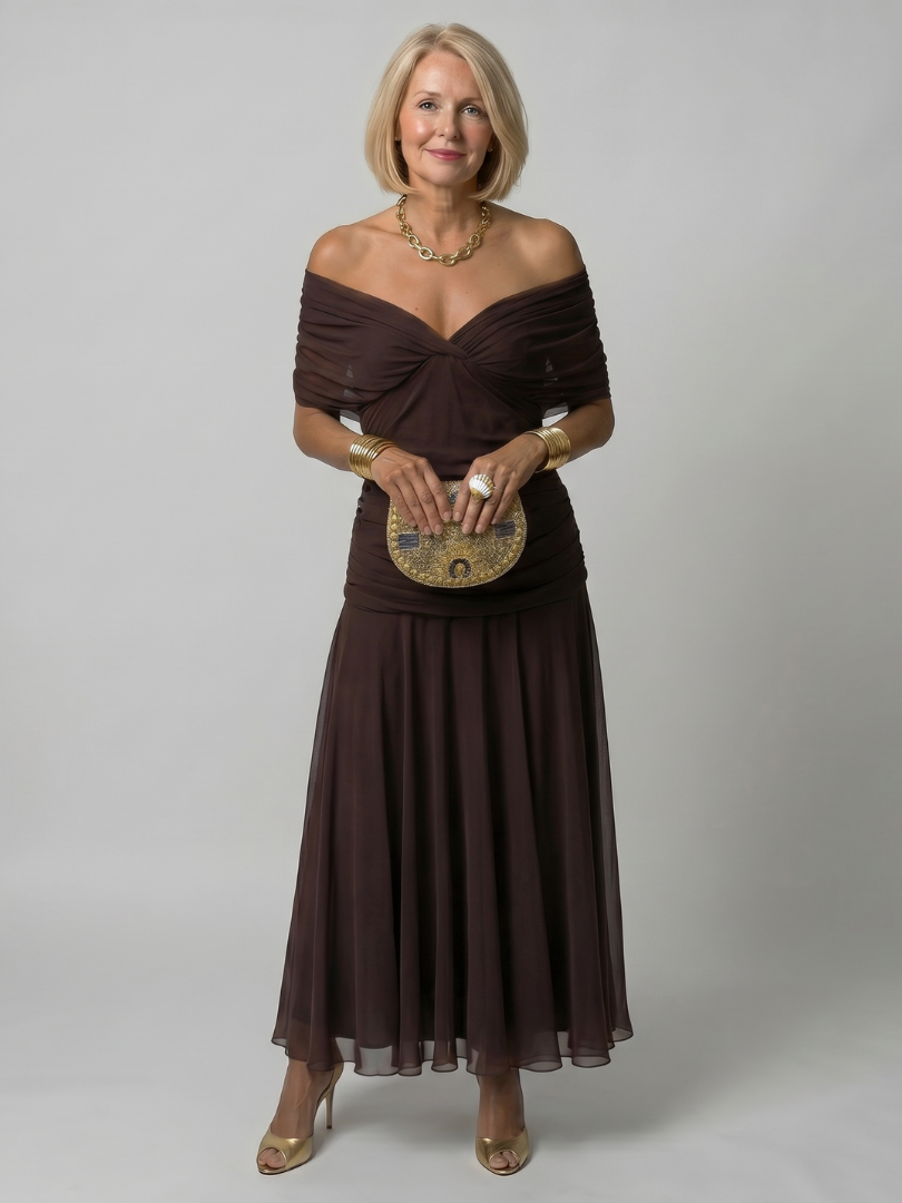 Xenia | Off-Shoulder Midi Dress