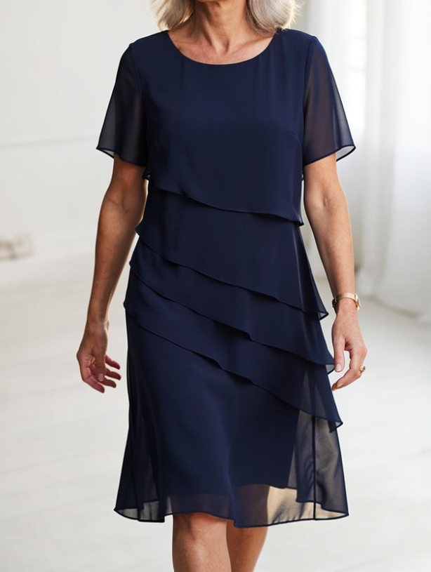 Linda | Ruffle Chiffon Midi Dress