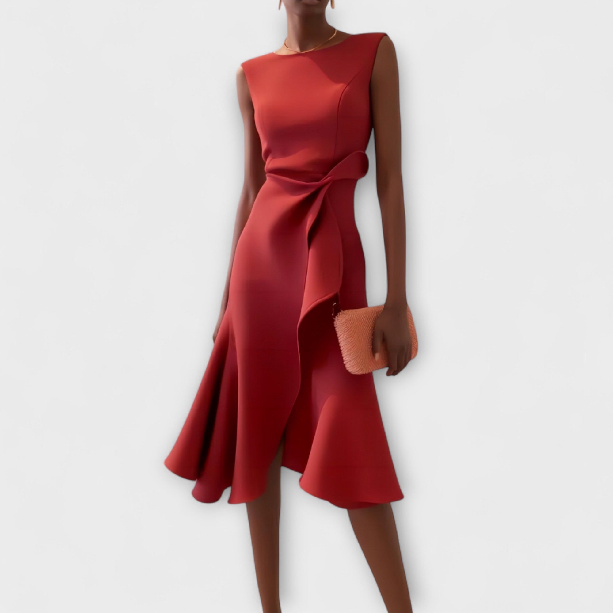 Sheila | Draped Asymmetric Midi Dress
