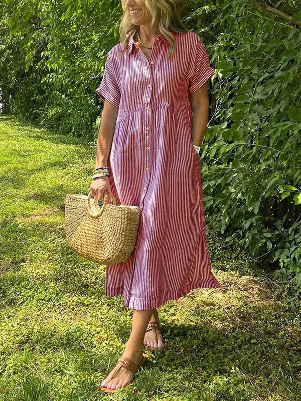 Wendy | Striped Button-Down Shirt Dress
