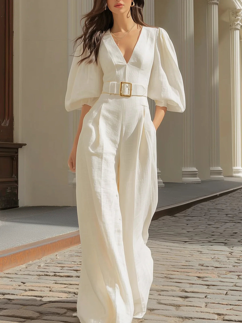 Guinevere | Lantern Sleeve Jumpsuit
