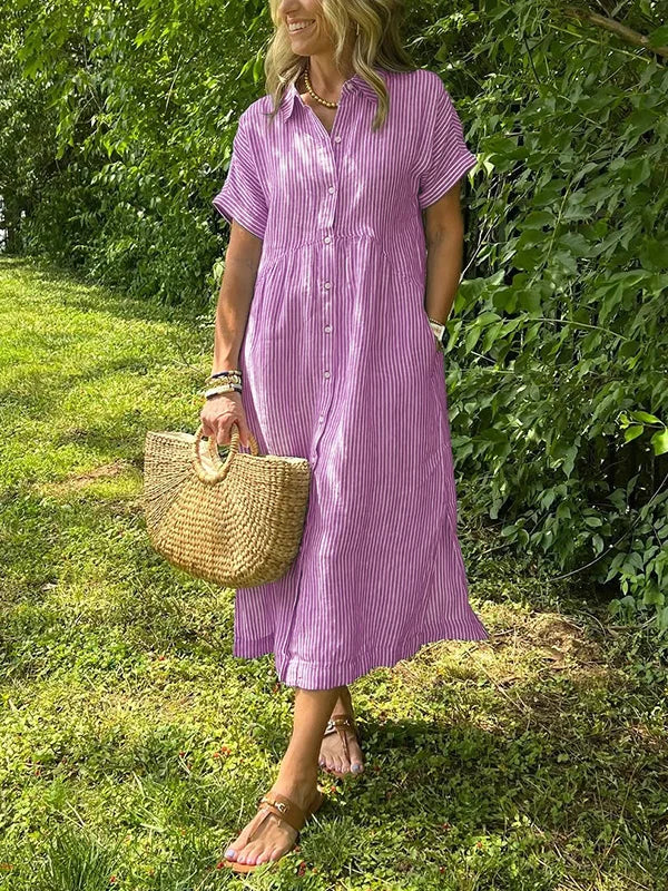 Wendy | Striped Button-Down Shirt Dress