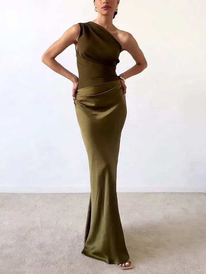 Camille | One-Shoulder Pleated Maxi Dress