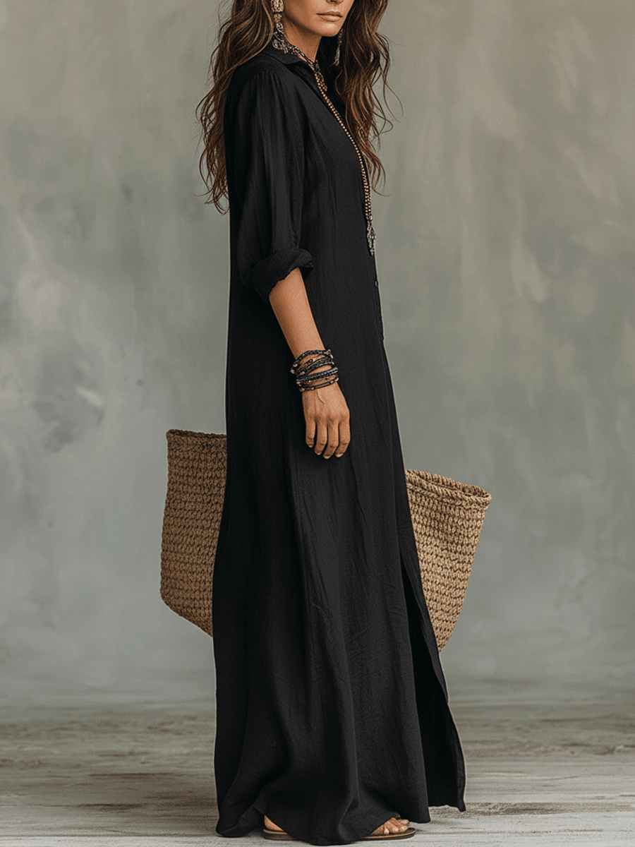 Genevieve | Button-Front Maxi Dress