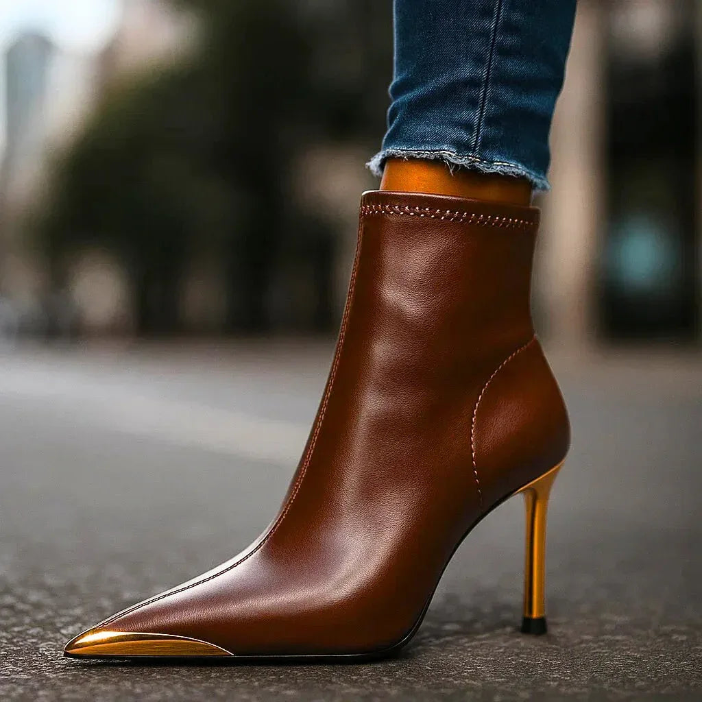 Dorothy | Gold-Accent Heeled Boots