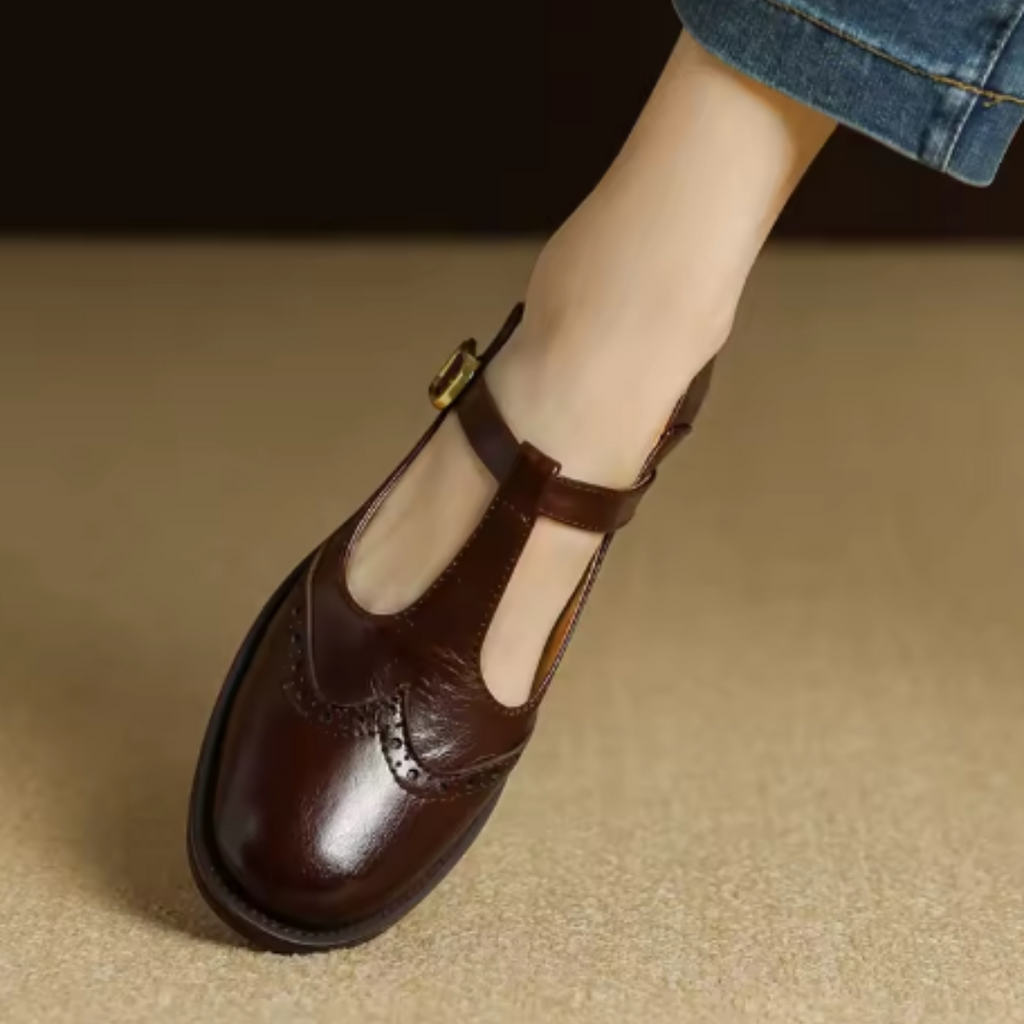 Nadine | Brogue T-Strap Mary Jane Shoes