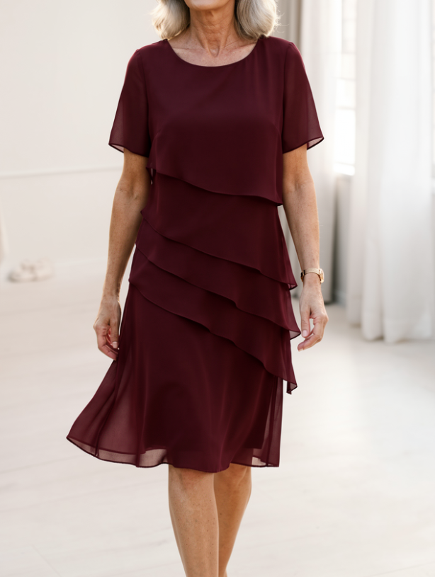 Linda | Ruffle Chiffon Midi Dress