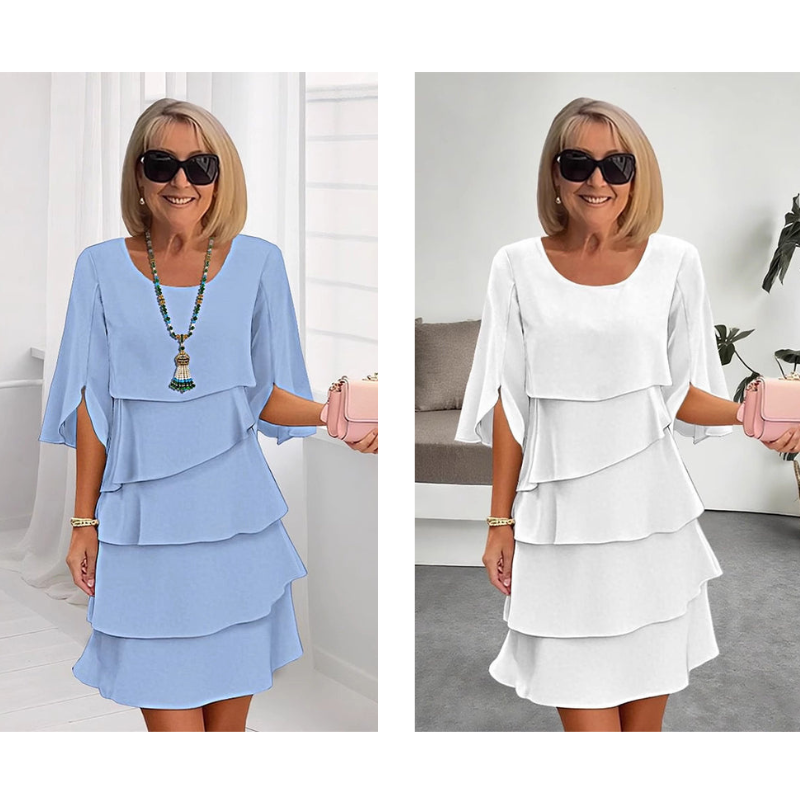 Adeline | Puff-Sleeve Layered Dress