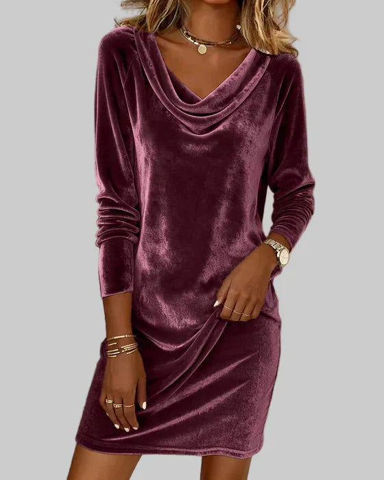Beatrice | Draped Cowl-Neck Dress