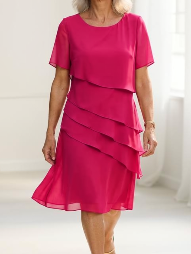 Linda | Ruffle Chiffon Midi Dress
