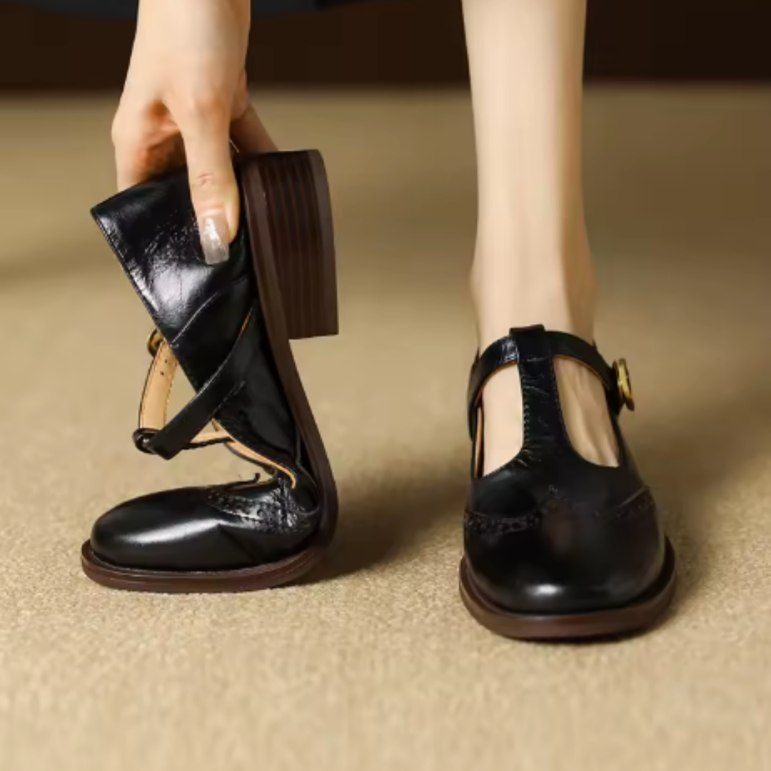 Nadine | Brogue T-Strap Mary Jane Shoes