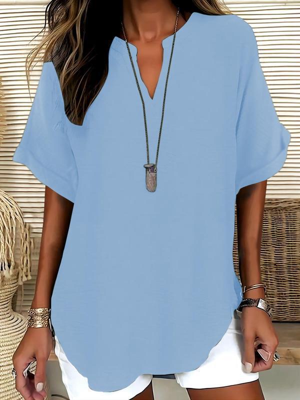 Rosamund | Notched-Neck Soft-Touch Blouse
