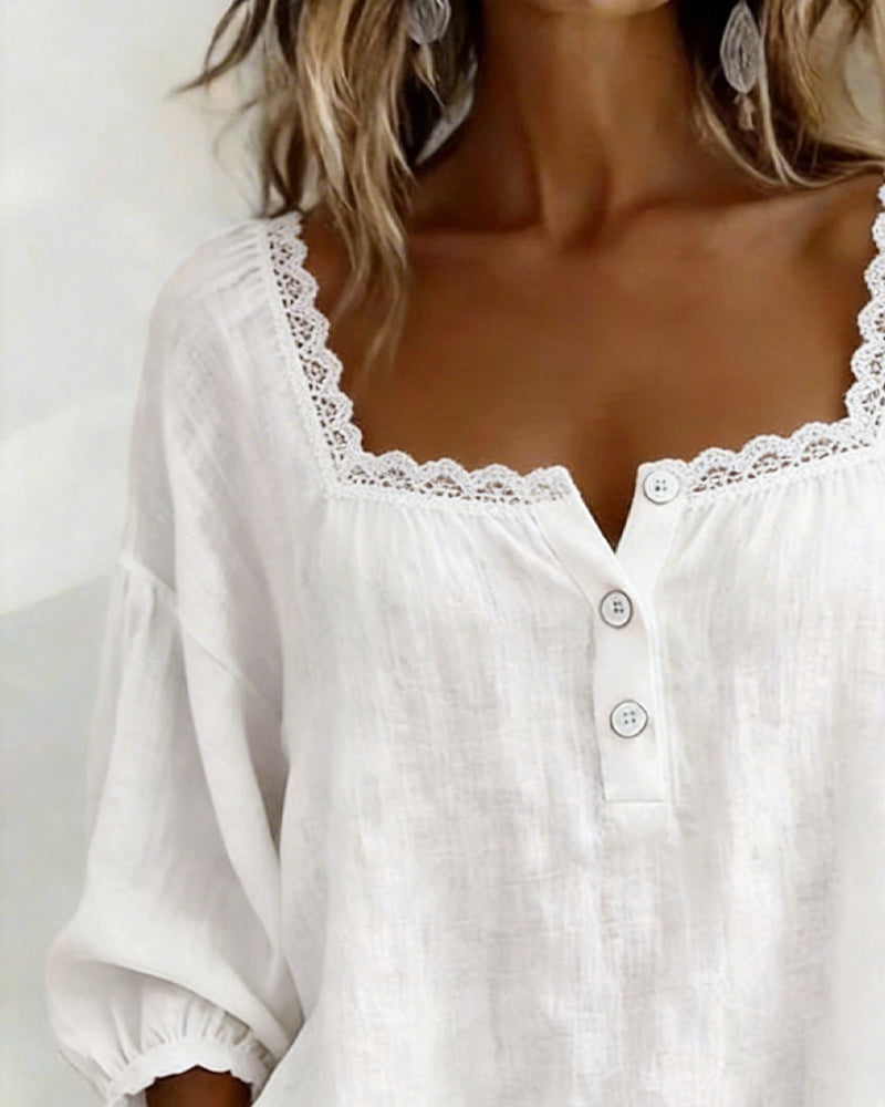 Lorraine | Balloon Sleeve Lace Blouse
