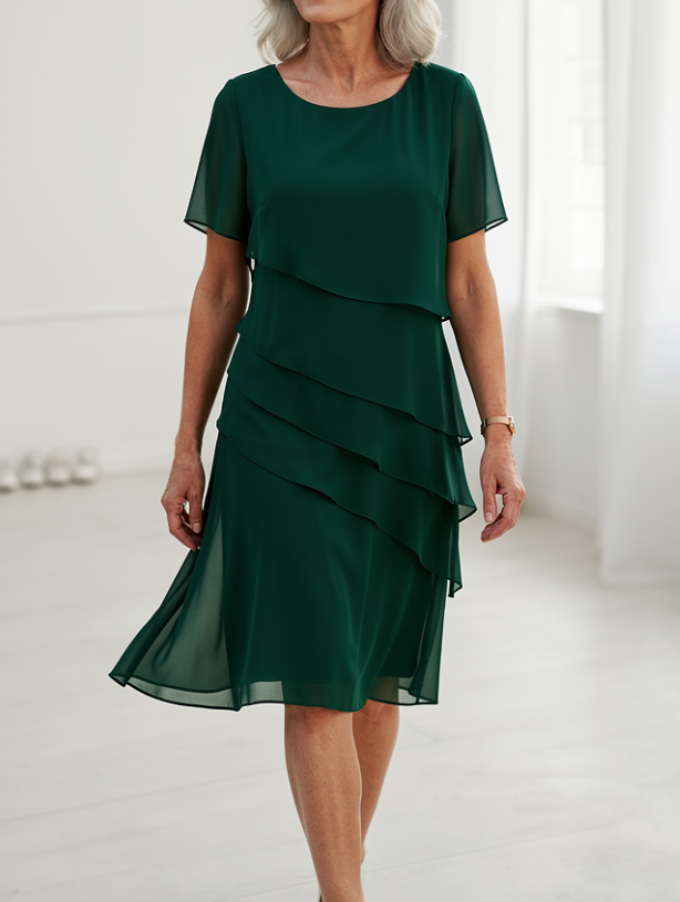 Linda | Ruffle Chiffon Midi Dress