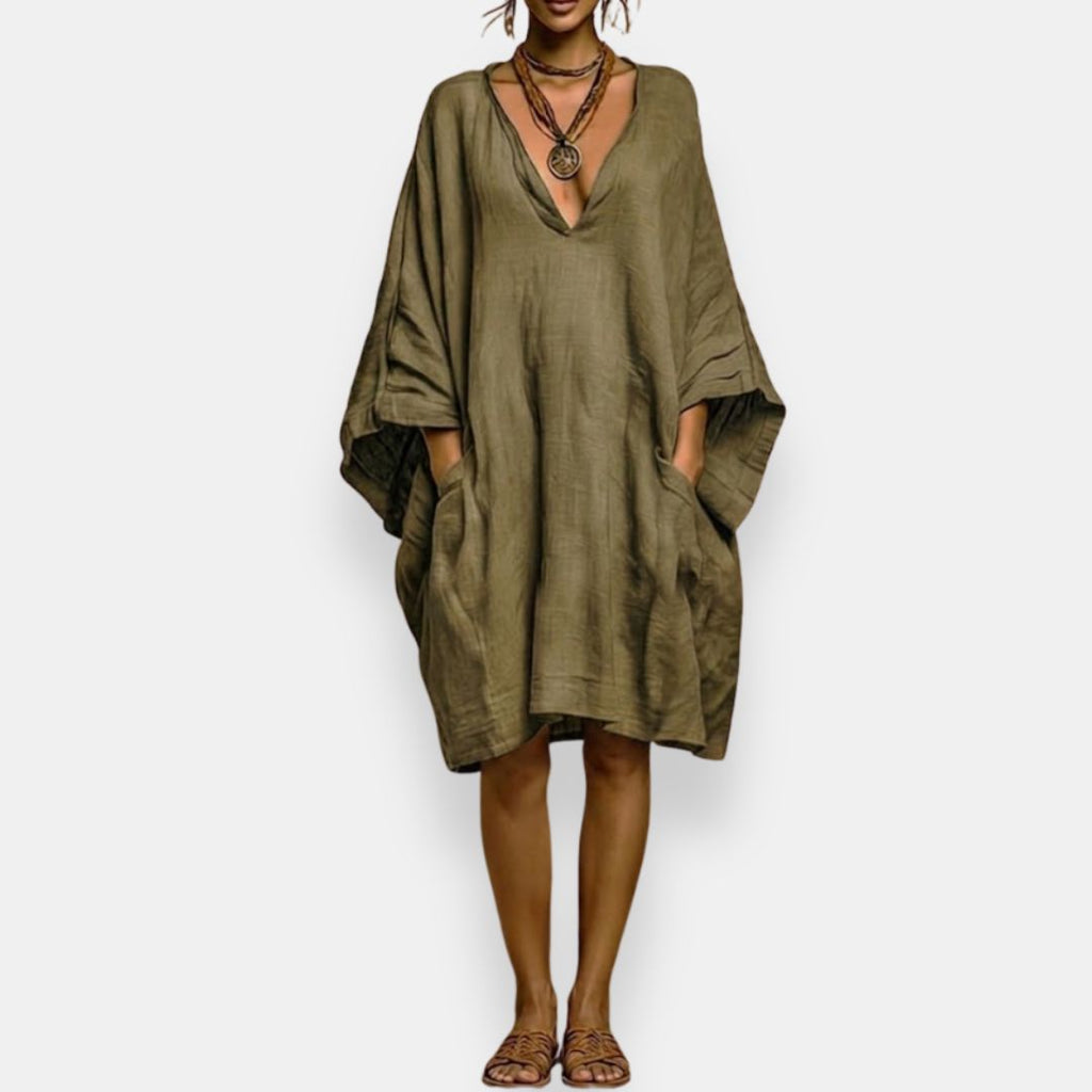 Cassienne | V-Neck Knee-Length Dress