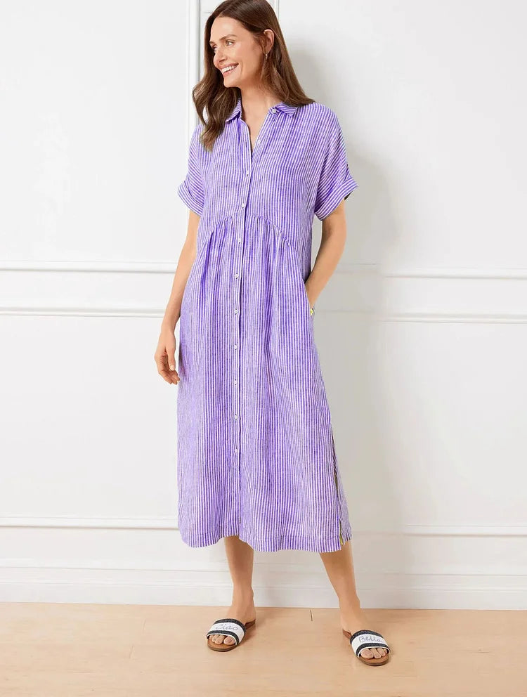 Wendy | Striped Button-Down Shirt Dress