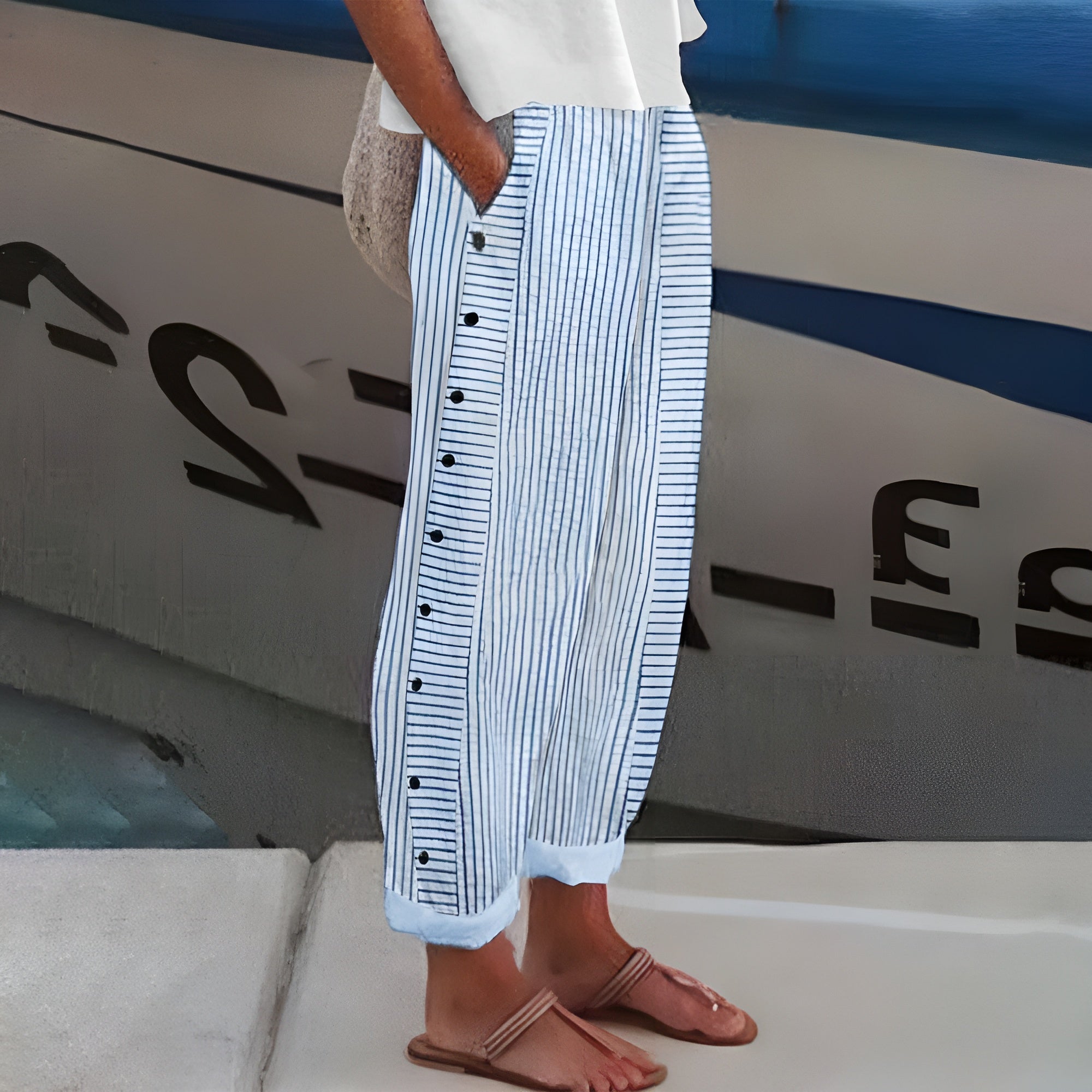 Beatrice | Striped Wide-Leg Trousers