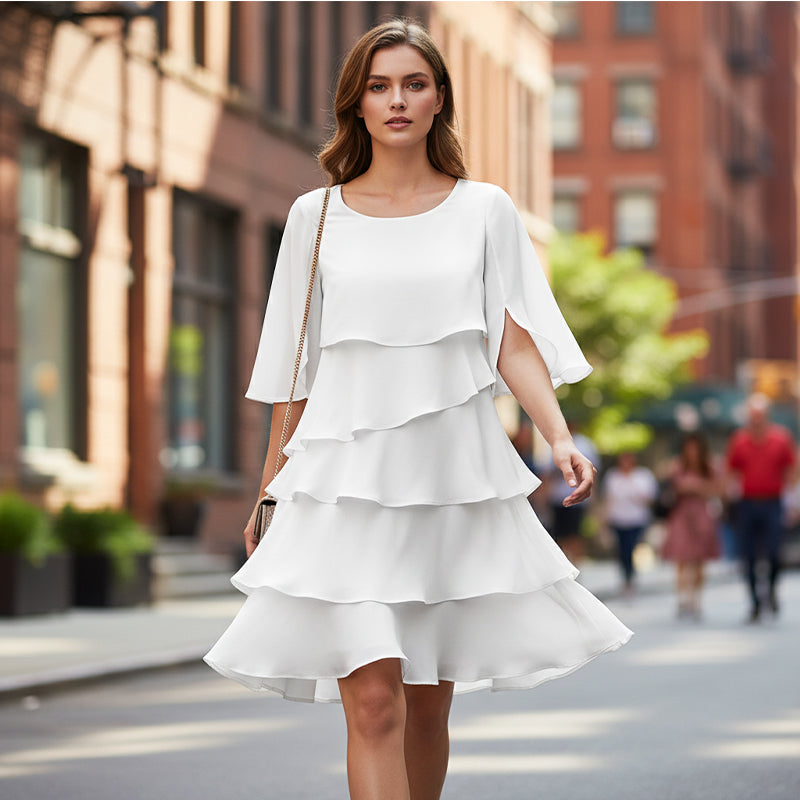 Adeline | Puff-Sleeve Layered Dress