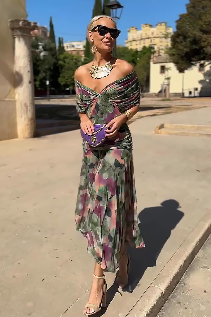 Elspeth | Off-Shoulder Floral Maxi Dress