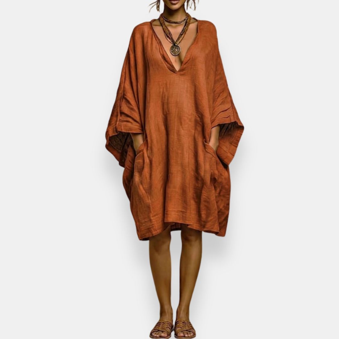 Cassienne | V-Neck Knee-Length Dress