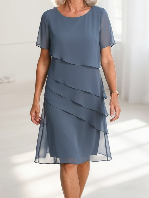Linda | Ruffle Chiffon Midi Dress