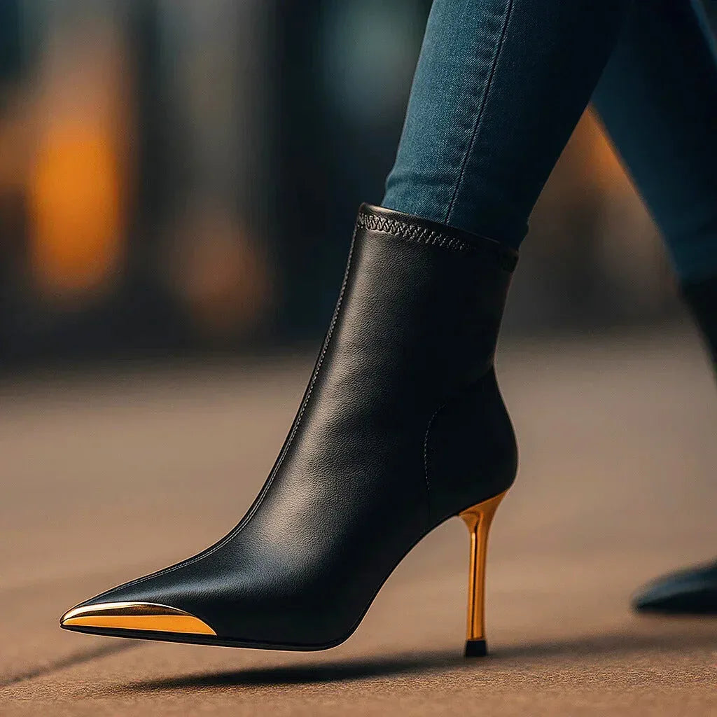 Dorothy | Gold-Accent Heeled Boots