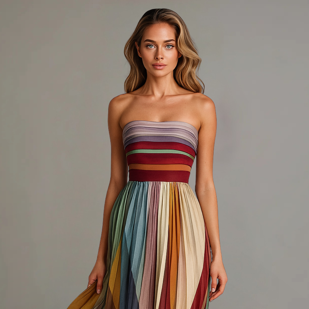 Judith | Strapless Pleated Maxi Dress