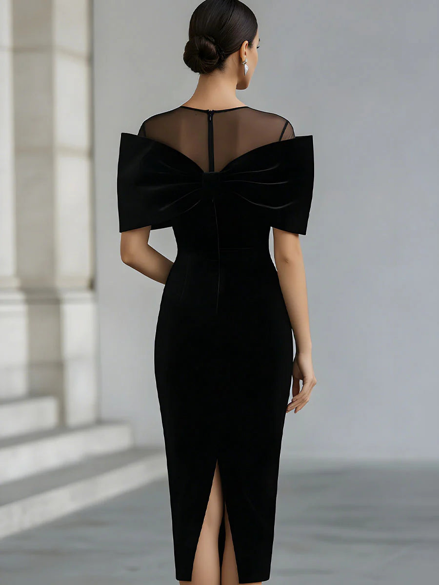 Portia | Velvet Bow Midi Dress
