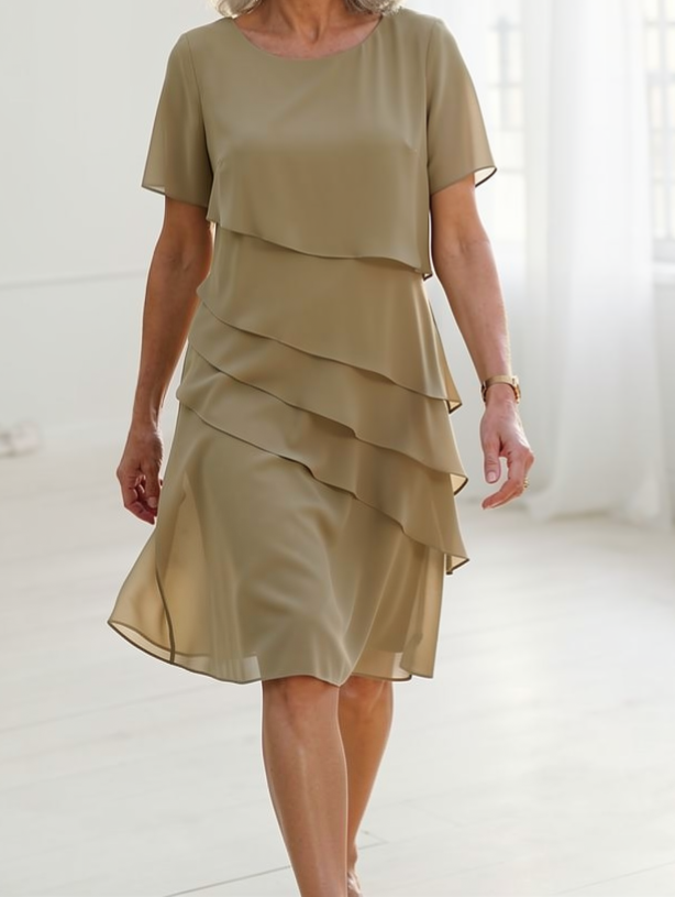 Linda | Ruffle Chiffon Midi Dress