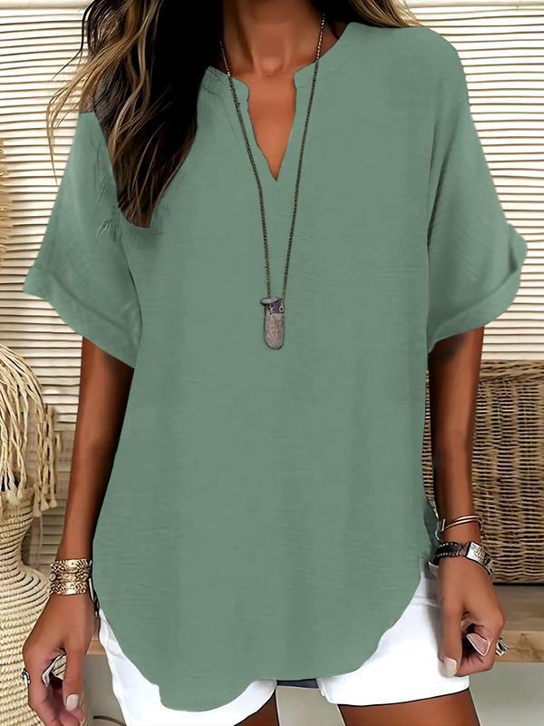 Rosamund | Notched-Neck Soft-Touch Blouse
