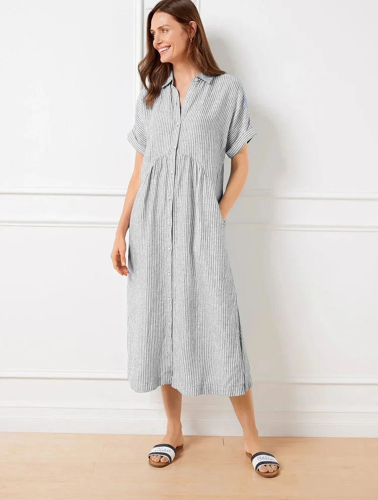 Wendy | Striped Button-Down Shirt Dress