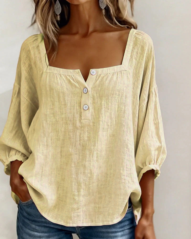 Fiona | Puff Sleeve Square-Neck Blouse