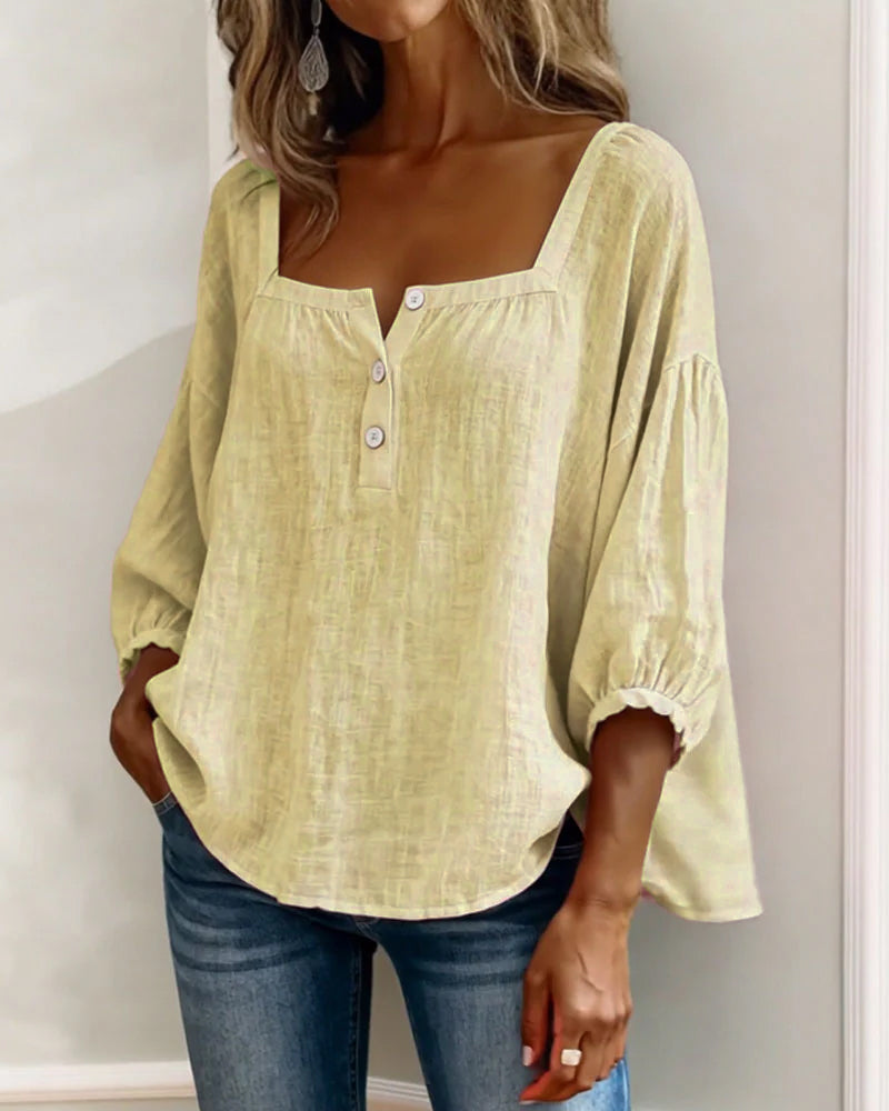 Fiona | Puff Sleeve Square-Neck Blouse