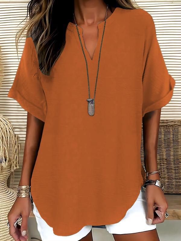 Rosamund | Notched-Neck Soft-Touch Blouse