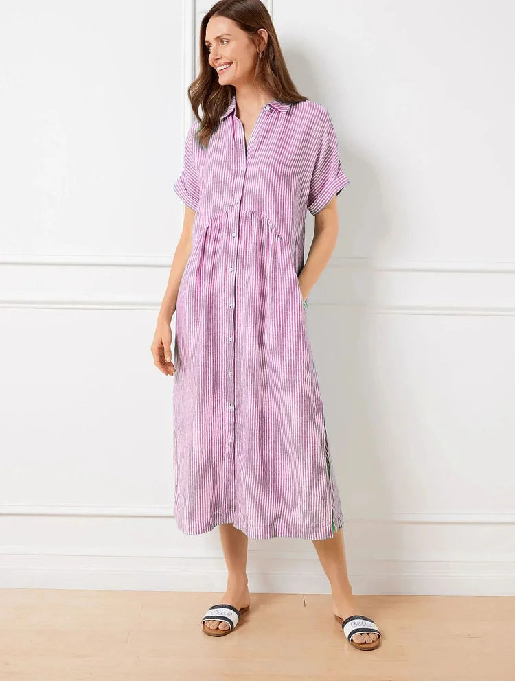 Wendy | Striped Button-Down Shirt Dress