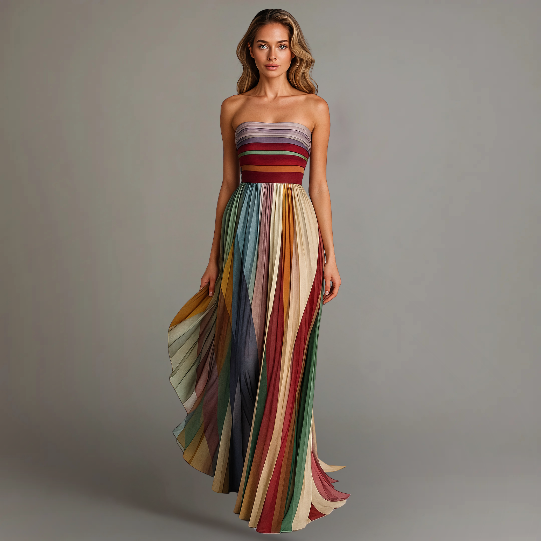 Judith | Strapless Pleated Maxi Dress