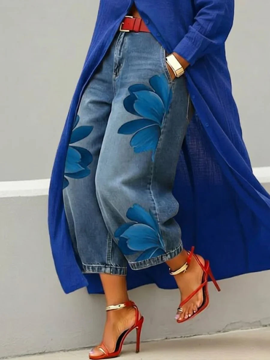 Anais | Shirt Dress & Floral Jeans Set