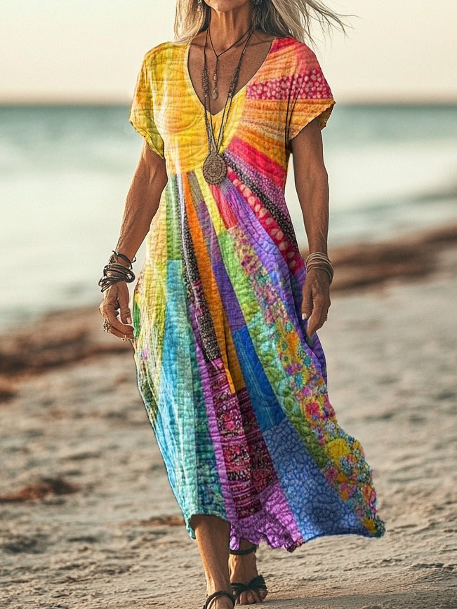 Aurelia | Sun-Print Boho Dress