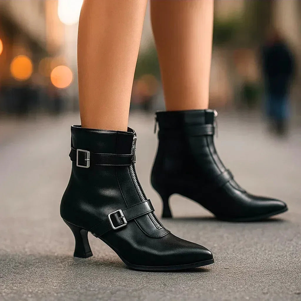 Diane | Double-Buckle Heeled Boots