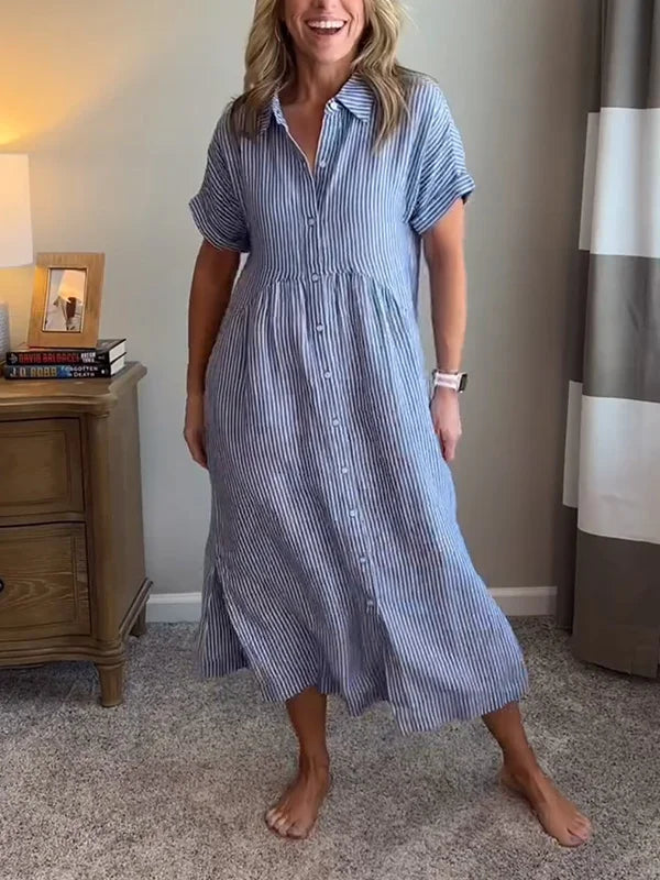 Wendy | Striped Button-Down Shirt Dress
