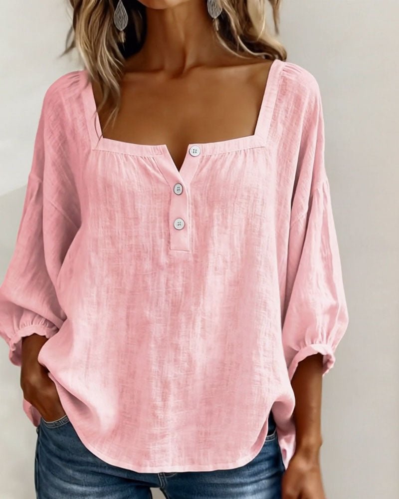 Fiona | Puff Sleeve Square-Neck Blouse
