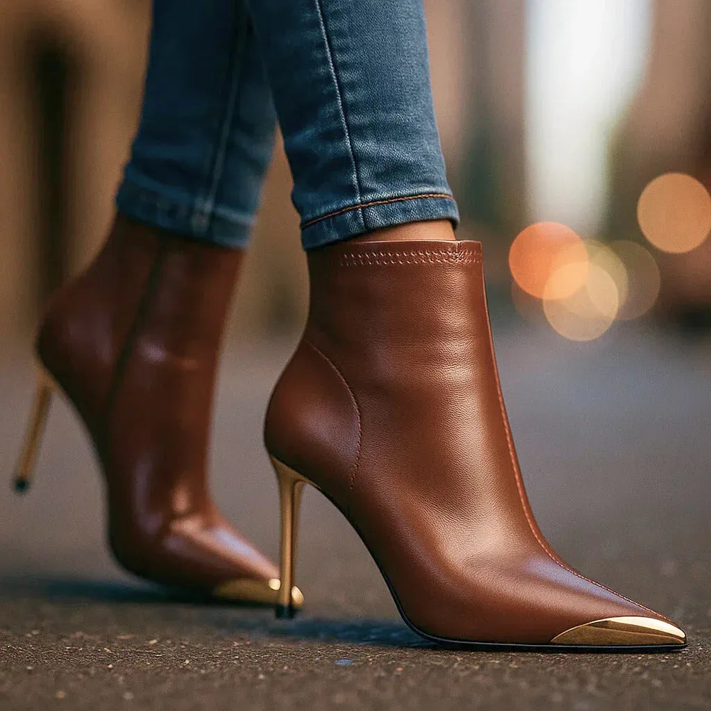 Dorothy | Gold-Accent Heeled Boots