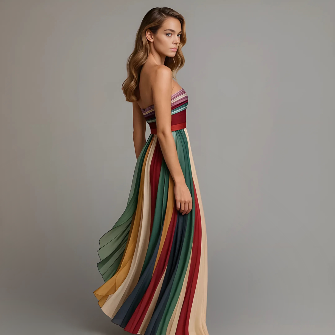 Judith | Strapless Pleated Maxi Dress
